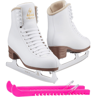 Jackson Ultima JS1490 Mystique Womens Figure Ice Skates/Color: White/Width: Medium/Size: Adult 4 Bundle with Guardog Skate Guards