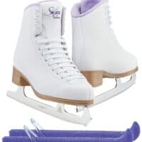 Jackson SoftSkate 380 ice skates in Purple with Guardog 840 guards