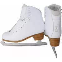 GAM Silver Label G0780 white figure skates for women with Aspire XP blades and tan stacked heels