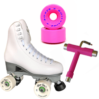 Jackson Finesse Women’s Roller Skate Bundle – Tone or Boxer Wheels – Pink White Jackson Finesse skates with Pink Roll-Line Boxer wheels and tool