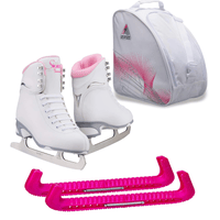 Jackson Ultima Finesse JS180 Figure Ice Skates for Women Bundle with Guardog Skate Guards, Jackson Skate Bag JL350 / Skates Color: Pink/Width: Medium/Size: Adult 4