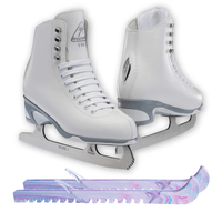 SKATE GURU Jackson Finesse JS150 Women's Figure Ice Skates Womens 4 Bundle with Skate Guards