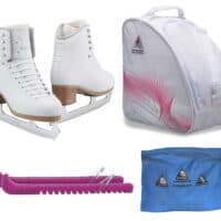 Jackson Ultima Figure Ice Skates ELLE FS2130 / Narrow/Adult 4 Bundle with Bag, Guardog Skate Guards, Towel