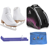 Jackson Ultima Figure Ice Skates Classic JC200 / Medium to Wide/Adult 4 Bundle with Bag, Guardog Skate Guards, Towel