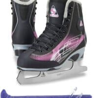 Jackson Ultima Rave RV2000 Women's Figure Skates Black/Purple, Size: Adult 4 Bundle with Free Guardog Skate Guards