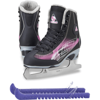 Jackson Ultima Rave RV2000 Women's Figure Skates Black/Purple, Size: Adult 4 Bundle with Free Guardog Skate Guards