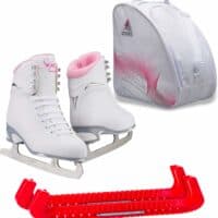 Jackson Ultima Finesse JS180 Figure Ice Skates for Women Bundle with Guardog Skate Guards, Jackson Skate Bag JL350 / Skates Color: Pink/Width: Medium/Size: Adult 4