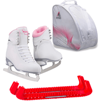 Jackson Ultima Finesse JS180 Figure Ice Skates for Women Bundle with Guardog Skate Guards, Jackson Skate Bag JL350 / Skates Color: Pink/Width: Medium/Size: Adult 4