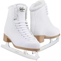 Pair of white Jackson Classic SoftSkate 380 figure skates with fleece-lined rolled collars and white Ultima Mark I blades