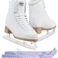 Jackson Classic JC380 Fleece Lining Figure Ice Skates - Womens 4 - Bundle with Skate Guards