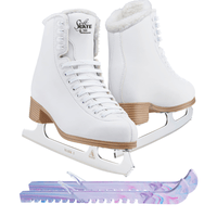 Jackson Classic JC380 Fleece Lining Figure Ice Skates - Womens 4 - Bundle with Skate Guards