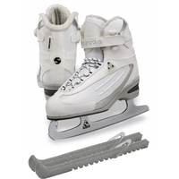 Jackson Ultima Softec Ice Skates - Modern Comfort & Style, Color:White/Fleece, Size:5 Bundle with Skate Guards