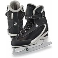 Jackson Ultima Softec ST2300 / ST2321 Women’s and Girls’ Ice Skates – Black Jackson Softec ST2300 ice skates in black, showing the fleece-lined rolled collar, SOFTEC Velcro ankle strap and Softec figure blade