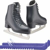 Jackson Finesse men Ice Skate Bundle — Guardog 840 guards Jackson Ultima Black Figure Ice Skates for Men/Size: Adult 6 Bundle with Skate Guards