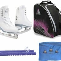 Jackson Ultima Figure Ice Skates Finesse JS150 / Medium to Wide/Adult 4 Bundle with Bag, Guardog Skate Guards, Towel