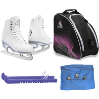 Jackson Ultima Figure Ice Skates Finesse JS150 / Medium to Wide/Adult 4 Bundle with Bag, Guardog Skate Guards, Towel