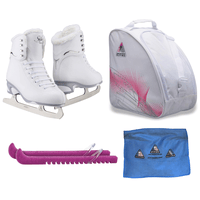 Jackson Finesse 180 ice skates in Fleece with Guardog 837 guards + Pink skate bag + towel