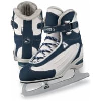Jackson Ultima Softec ST2300 / ST2321 Women’s and Girls’ Ice Skates – Navy Jackson Softec ST2300 ice skates in navy and white, with the Velcro ankle strap, SOFTEC quarter badge and two-color figure outsole