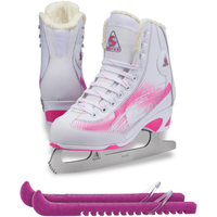 Jackson Ultima Rave RV2000 Women's Figure Skates White/Pink, Size: Adult 4 Bundle with Free Guardog Skate Guards