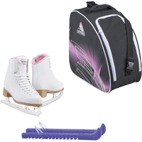Jackson SoftSkate 380 ice skates in Pink with Guardog 840 guards + Purple skate bag