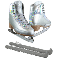 Jackson Ultima Ice Skates Softec Silver Nova ST7100 Womens 4 Bundle with Skate Guards