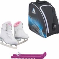 Jackson Ultima Finesse JS180 Figure Ice Skates for Women Bundle with Guardog Skate Guards, Jackson Skate Bag JL350 / Skates Color: Pink/Width: Medium/Size: Adult 4