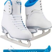 Jackson Ultima Finesse JS180 Figure Ice Skates for Women Bundle with Guardog Skate Guards/Blue/Adult 4
