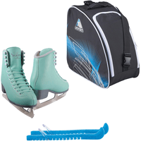 Jackson SoftSkate 380 ice skates in Mint with Guardog 838 guards + Blue skate bag