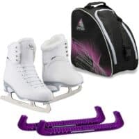 Jackson Finesse 180 ice skates in Fleece with Guardog 140 guards + Purple skate bag