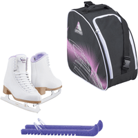 Jackson SoftSkate 380 ice skates in Purple with Guardog 840 guards + Purple skate bag