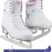 Jackson Ultima Finesse JS180 Figure Ice Skates for Women Bundle with Guardog Skate Guards/Purple/Adult 4