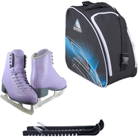 Jackson SoftSkate 380 ice skates in Lilac with Guardog 802 guards + Blue skate bag