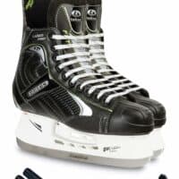 Botas - Largo 571 PRO - Men's Ice Hockey Skates | Made in Europe (Czech Republic) | Color: Black, Size Adult 7 Bundle with Skate Guards