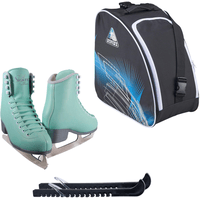 Jackson SoftSkate 380 ice skates in Mint with Guardog 802 guards + Blue skate bag