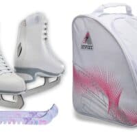 Jackson Ultima Finesse JS150 Women's Figure Ice Skates Womens 4 Bundle with Skate Guards and Skating Bag