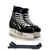 Botas - Yukon 381 - Men's Ice Hockey Skates | Made in Europe (Czech Republic) | Color: Black with Silver, Size Adult 4 Bundle with Skate Guards