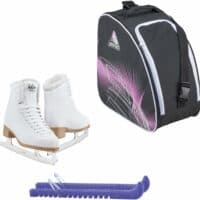 Jackson SoftSkate 380 ice skates in Fleece with Guardog 840 guards + Purple skate bag