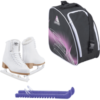 Jackson SoftSkate 380 ice skates in Fleece with Guardog 840 guards + Purple skate bag