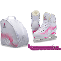 Jackson Ultima Rave RV2000 Women's Figure Skates White/Pink, Size: Adult 4 Bundle with Free Bag and Guardog Skate Guards