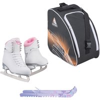 Jackson Finesse 180 ice skates in Pink with Guardog 870 guards + Orange skate bag