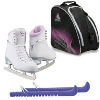 Jackson Ultima Finesse JS180 Figure Ice Skates for Women Bundle with Guardog Skate Guards, Jackson Skate Bag JL350 / Skates Color: Purple/Width: Medium/Size: Adult 4
