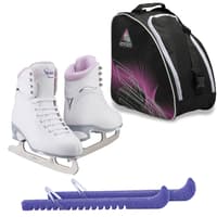 Jackson Ultima Finesse JS180 Figure Ice Skates for Women Bundle with Guardog Skate Guards, Jackson Skate Bag JL350 / Skates Color: Purple/Width: Medium/Size: Adult 4