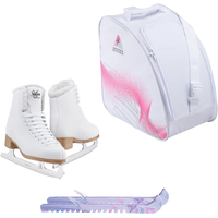 Jackson SoftSkate 380 ice skates in Fleece with Guardog 870 guards + White skate bag