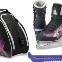 Jackson Ultima Rave RV2000 Women's Figure Skates Black/Purple, Size: Adult 4 Bundle with Free Bag and Guardog Skate Guards