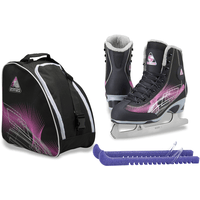 Jackson Ultima Rave RV2000 Women's Figure Skates Black/Purple, Size: Adult 4 Bundle with Free Bag and Guardog Skate Guards