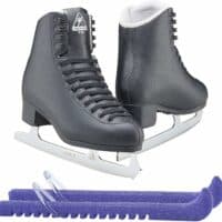 Jackson Ultima Classic JC552 Mens/Boys Figure Ice Skates, Medium Width, Mens Size 6 Bundle with Skate Guards