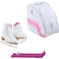 Jackson SoftSkate 380 ice skates in Pink with Guardog 837 guards + White skate bag