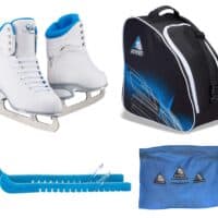 Jackson Ultima Finesse JS180 Figure Ice Skates Bundle with Skate Guards, Skating Bag, Towel/Color:Blue/Width: Medium/Size: Adult 4