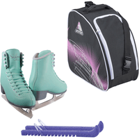 Jackson SoftSkate 380 ice skates in Mint with Guardog 840 guards + Purple skate bag