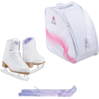 Jackson SoftSkate 380 ice skates in Purple with Guardog 870 guards + White skate bag